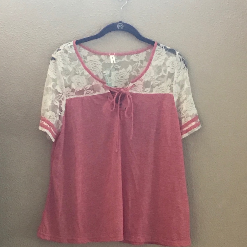NWT Dressfo Pink & White Lace Top (Size XXL) - Picture 4 of 16
